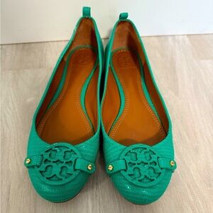 Tory Burch Shoes Mini Miller Ballet Flat Size 6.5 Pond Green